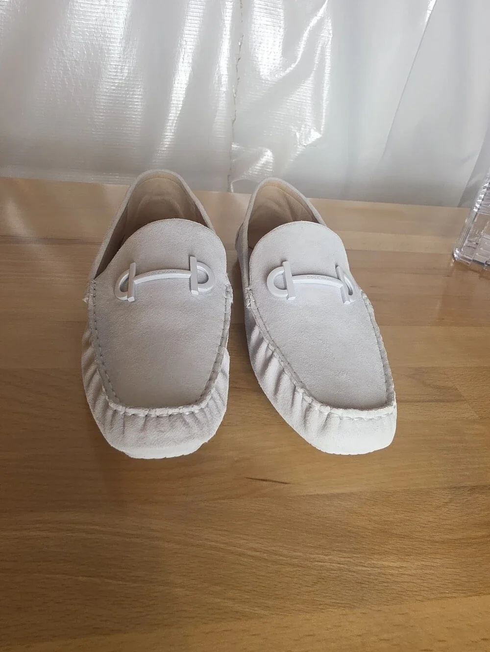 Cole Haan Tully Driver Grand Series Loafers 9.5B Cream White Suede Preppy NWOB